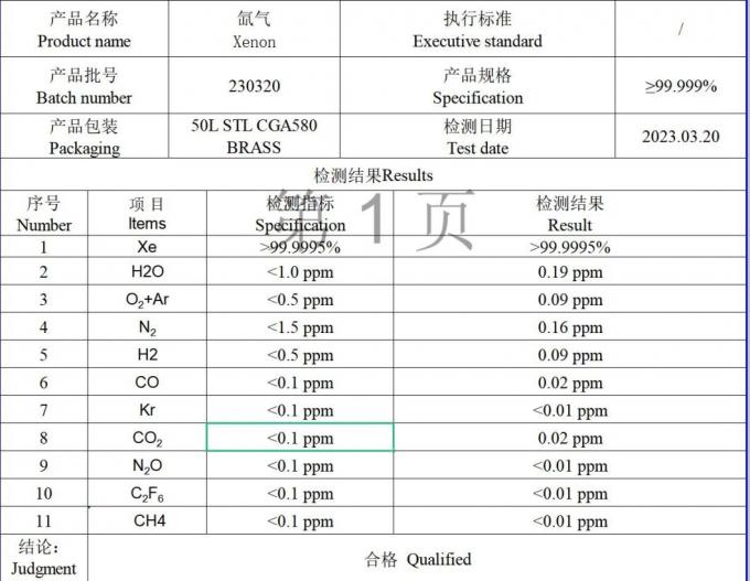 Factory Price with Purity 99.999% Xenon Gas Xe Gas